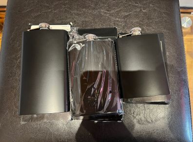 new 3pcs Stainless Steel Hip Flask 8/9/10 Oz Black Matte Paint Outdoor Camping Portable Hip Flask