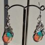 Ornate Filigree Oyster Copper Turquoise Teardrop Earrings Image 5