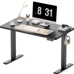 100 x 60 cm Standing Desk, Electric Height Adjustable Desk with 2 Hooks