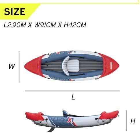 Bestway Hydro-Force Rapid X1 Inflatable Kayak, Inflatable 1 Person Kayak Set with Hand Pump and Carry Bag