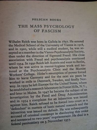 The Mass Psychology of Fascism / William Reich / 1970