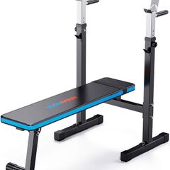 FREE EXPRESS SHIPPING Adjustable Weight Bench with Dip Station Folding Heavy Duty Weight Lifting Bench Home Training Gym Multiuse Workout Bench