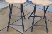 2 x folding wood and metal chairs