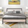 King Size Bed Frame with Wood Headboard,Metal Image 7