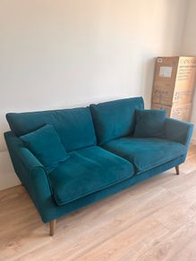 Ivy Dark Teal Velvet 3-Seater Sofa