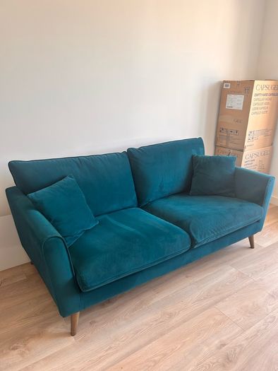 Ivy Dark Teal Velvet 3-Seater Sofa
