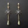 Star Grey Green Stones Statement Drop Earrings Image 2