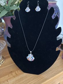 925 Silver Hallmarked Enamelled Pendant/Earring Set