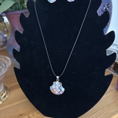 925 Silver Hallmarked Enamelled Pendant/Earring Set