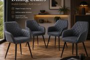Luxury Faux Leather Dining Chairs Set of 4 Upholstered Dining Room Chairs