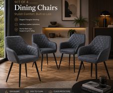 Luxury Faux Leather Dining Chairs Set of 4 Upholstered Dining Room Chairs