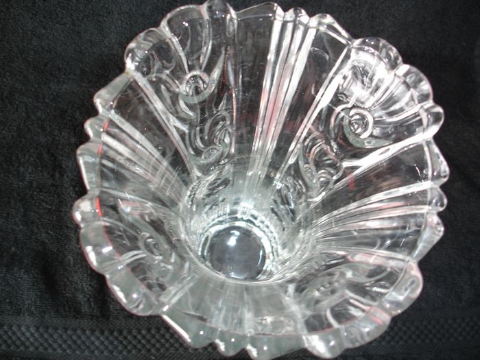 Elena Borgonovo Tall/Heavy Clear Glass Vase Italy 10 inches