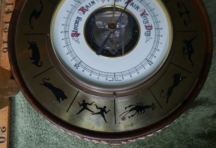Vintage Zodiac Barometer Hygrometer Wall Hanging West Germany