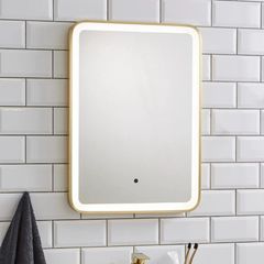 LED Bathroom Mirror Brushed Brass Square | Demister Pad, Antifog