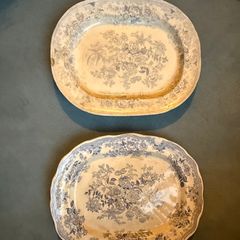 Antique blue & white transferware platters