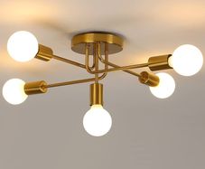NEW SALE | Modern Sputnik Chandelier Ceiling Light, 5 Lights Golden Semi Flush Mount