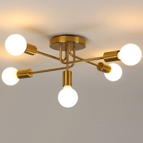 NEW SALE | Modern Sputnik Chandelier Ceiling Light, 5 Lights Golden Semi Flush Mount Ceiling Lights, Adjustable Ceiling Light Fitting for Living Room Kitchen Dining Room Farmhouse Hallway