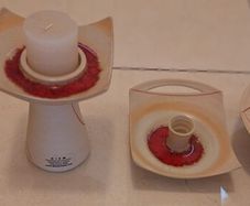 DIEM glazed pottery candleholder set, 4 pieces