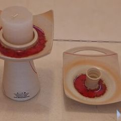 DIEM glazed pottery candleholder set, 4 pieces