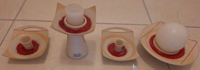DIEM glazed pottery candleholder set, 4 pieces