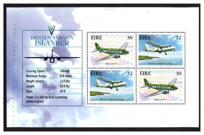 1999 Ireland Commercial Aviation Commemorative Stamp Booklet Mint Never Hinged (MNH). Hibernian HB77. Scanned images of panes included but item is compete booklet