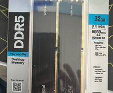 Crucial ddr 5 32 gb (16 x2 )new sealed 6000