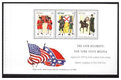 1995 Ireland Military Uniforms Commemorative Stamps Booklet Pane Mint Never Hinged (MNH). Hibernian HP77