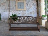 Hanging Bench Metal Brown Weatherproof Swing with Chains Hanging ChairSeater Garden Bench
