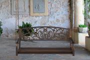 Hanging Bench Metal Brown Weatherproof Swing with Chains Hanging ChairSeater Garden Bench