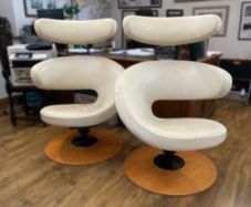 Pair of Sculptural Modern Swivel Lounge Chairs