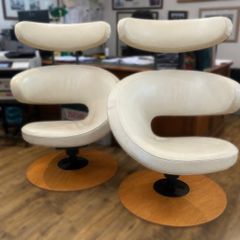 Pair of Sculptural Modern Swivel Lounge Chairs