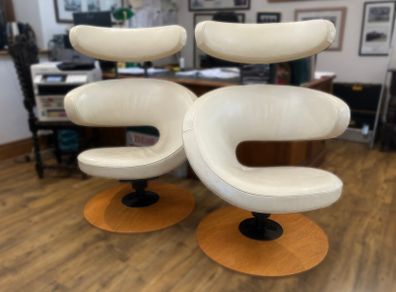 Pair of Sculptural Modern Swivel Lounge Chairs