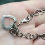 Vintage 925 Sterling Silver Open Heart Clasp Link Chain Bracelet 8,4" Image 2