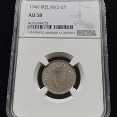 Ireland 1946 | Irish 6p | 6 Pence | Wolfhound | KM.13a | AU 58