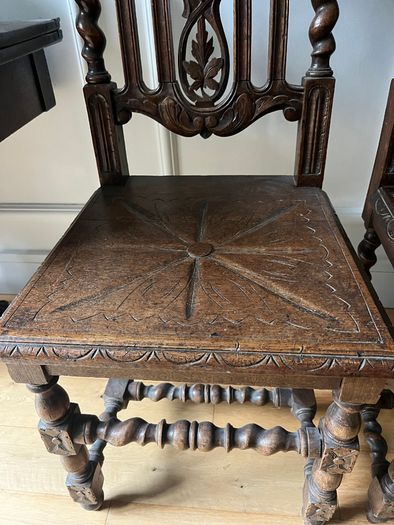 Pair Antique Gothic Revival Hall Chairs