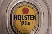 large Holsten Pils glass pub ashtray