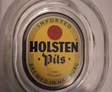 large Holsten Pils glass pub ashtray