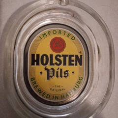 large Holsten Pils glass pub ashtray
