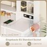 Dressing Table with Adjustable LED Mirror, Toilet Table with 4 Fabric Drawers, Dressing Table with Built-in USB Port, White Makeup Table 100 x 40 x 140 cm Image 3