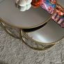 Round Coffee Tables Set of 2, Gold Nesting Tables with Mirror Top Image 2