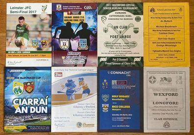 8 GAA Programmes Team Sheets - Club, National League, Joe McDonagh, Leinster JFC