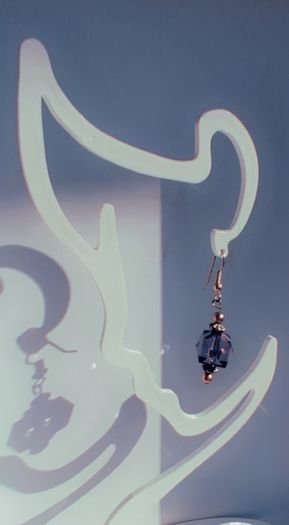 Smokey Plum Glass Cube Facet Drop Earrings