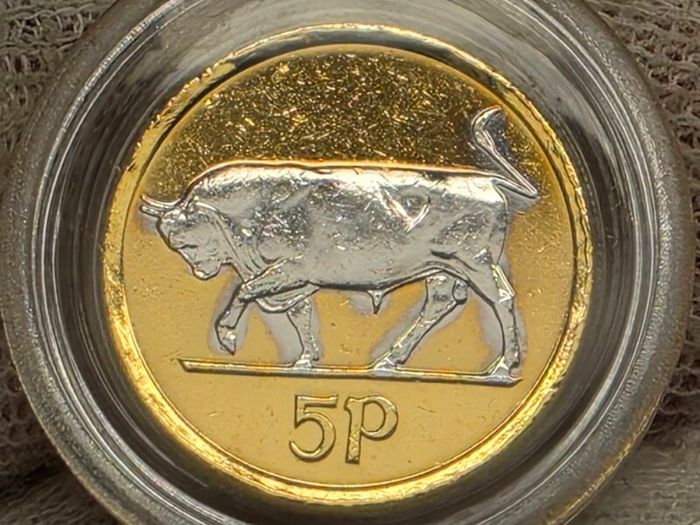 Ireland 1996 5p Five Pence Gold and Silver Plated Coin