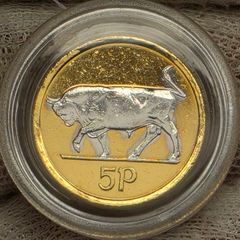 Ireland 1996 5p Five Pence Gold and Silver Plated Coin