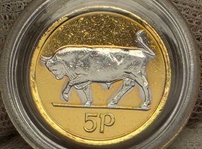 Ireland 1996 5p Five Pence Gold and Silver Plated Coin