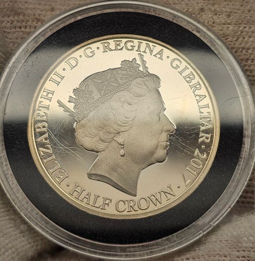 Gibraltar 2017 Proof Half Crown EP 70 Anniversary Half Crown in Original Capsule