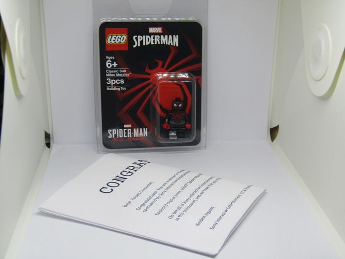 Lego Spider-Man Miles Morales Minifigure Playstation 2020 Sweepstakes Figure Very Rare From The Be Greater This Was Only Available In The US Also Includes Congratulations Paper Leaflet And Also The Original Box And That They Were Shipped Out In So Include