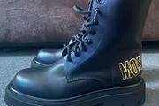 MOSCHINO Calfskin Combat Sole Ankle Boots Mens Chelsea