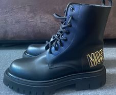 MOSCHINO Calfskin Combat Sole Ankle Boots Mens Chelsea