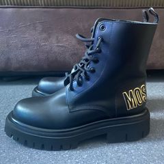 MOSCHINO Calfskin Combat Sole Ankle Boots Mens Chelsea